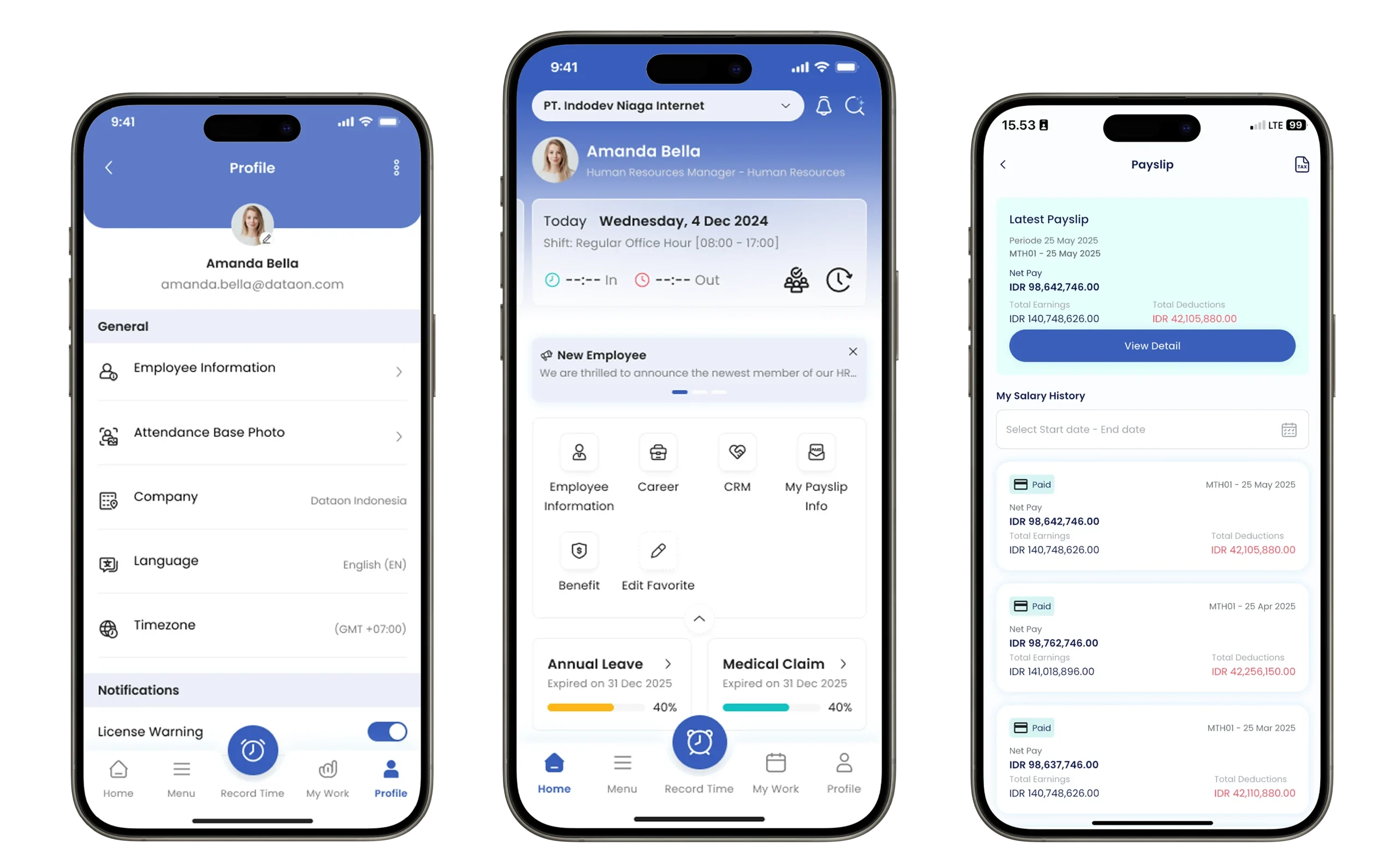 SunFish HR mobile app interface on smartphone