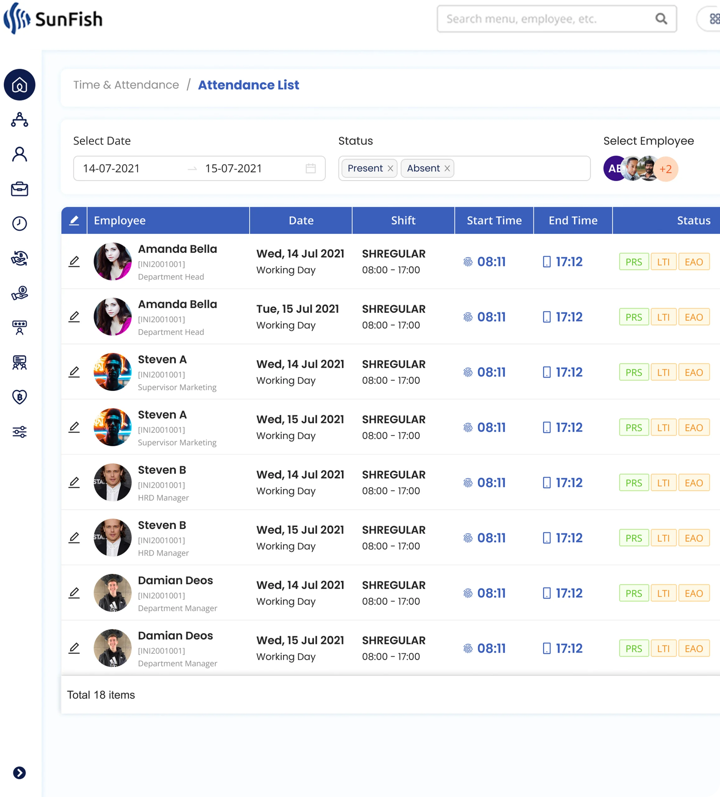 Viewing absence history through SunFish HR employee self service.