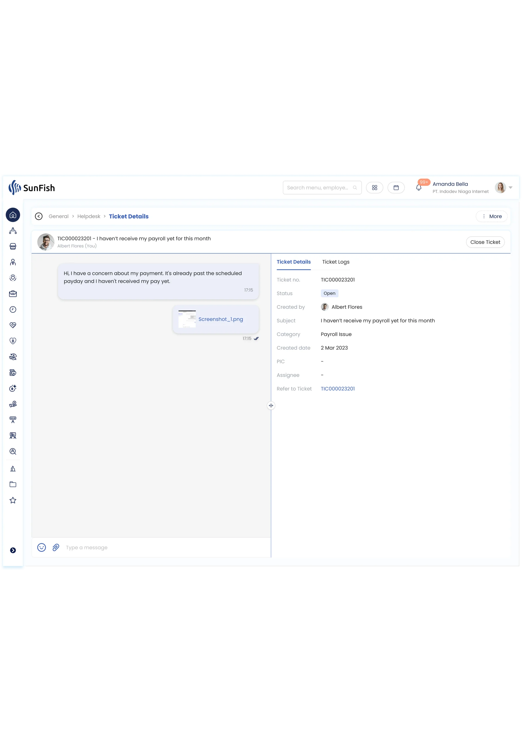 Handle requests with helpdesk and ticketing system in employee self service