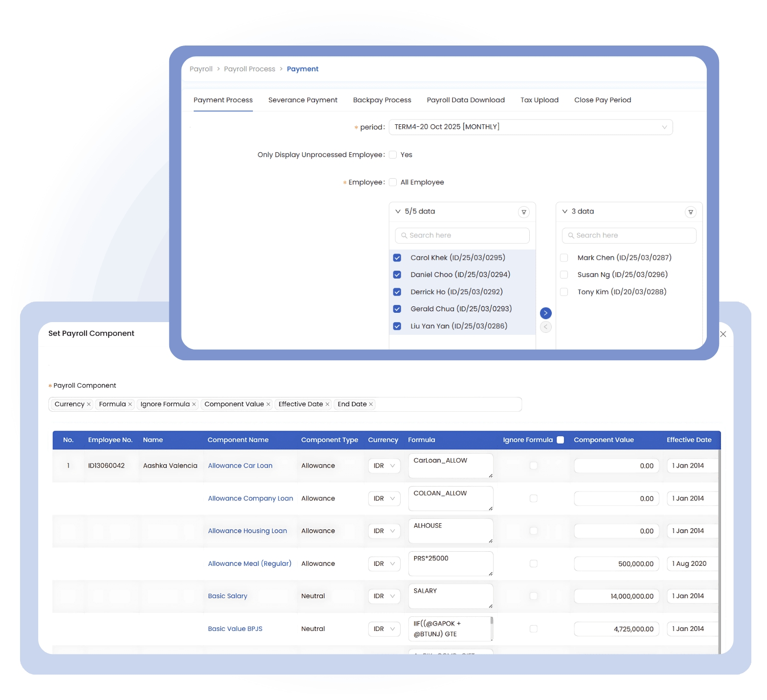SunFish Payroll payment component