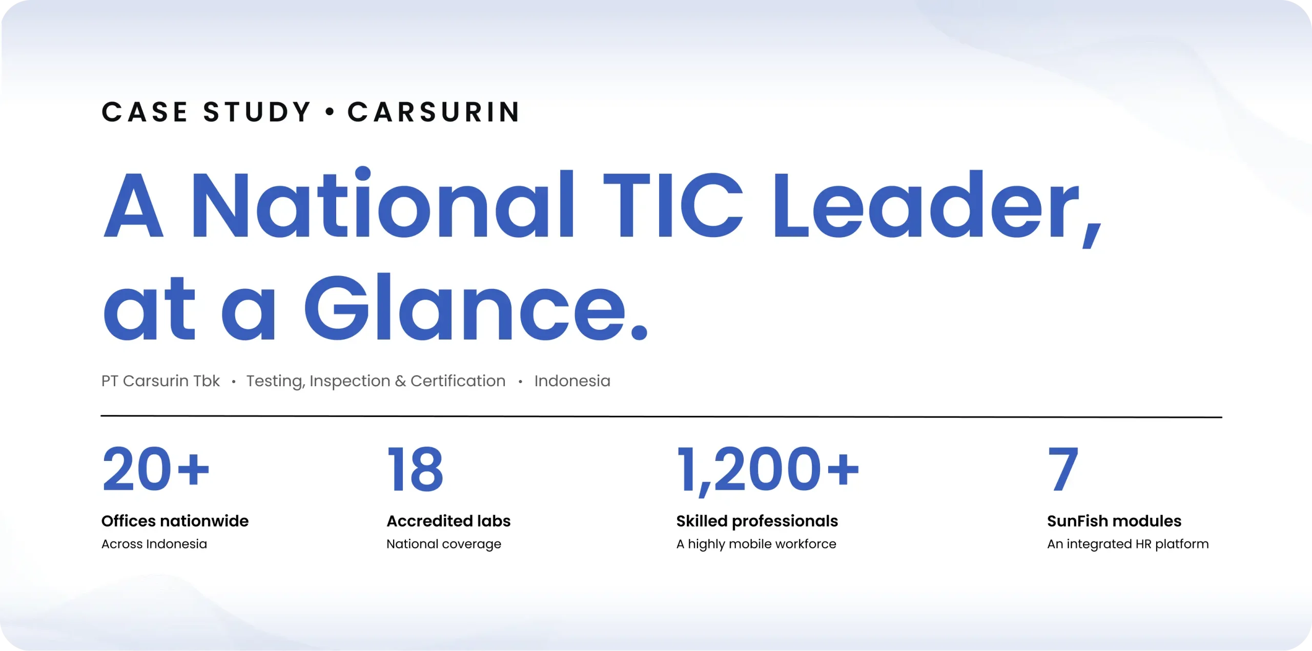 Carsurin as a national TIC leader supported by SunFish HR for integrated HR operations.