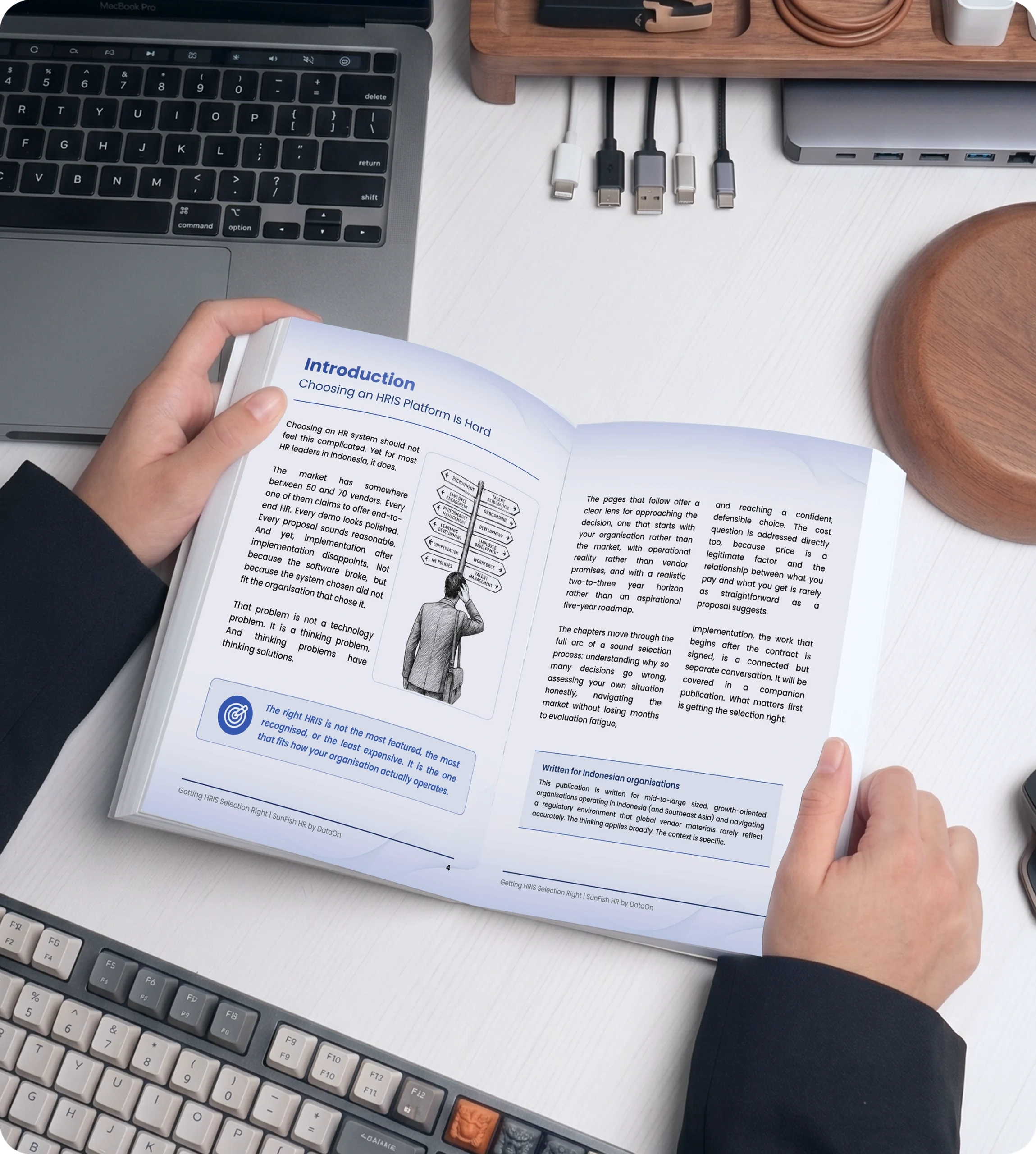 Inside the HRIS selection eBook — chapters covering maturity model, vendor filtering, and cost of ownership